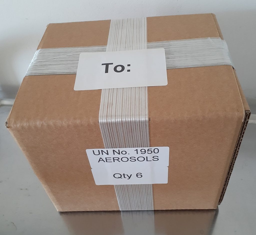 Photo of packing box used by OC Pepper Spray in shipping